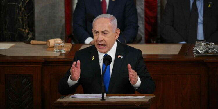 ראש הממשלה נתניהו בנאומו בקונגרס האמריקני. צילום: AFP ראש הממשלה נתניהו בנאומו בקונגרס האמריקני. צילום: AFP