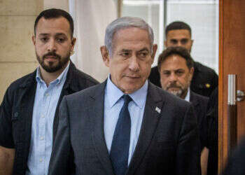 נתניהו בבית המשפט המחוזי לאחר עדותו של ארנון מילצ'ן, יוני 2023. צילום: אורן בן חקון - פלאש 90