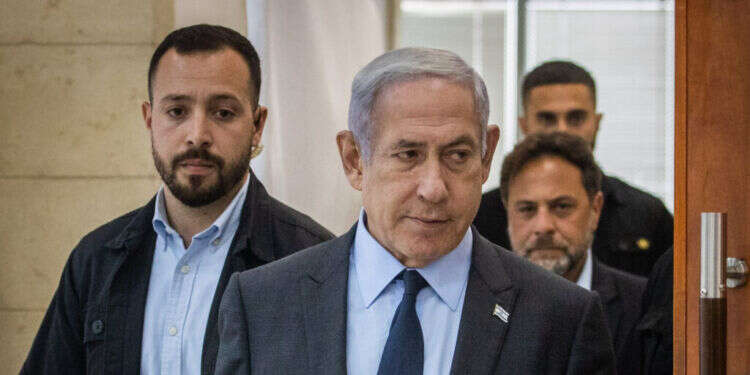 נתניהו בבית המשפט המחוזי לאחר עדותו של ארנון מילצ'ן, יוני 2023. צילום: אורן בן חקון - פלאש 90