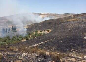 שריפה סמוך לבתים בהר ברכה: ציר הגישה ליישוב נחסם