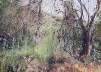 ורד טרי, עץ מת עומד, שמן על בד, 2017