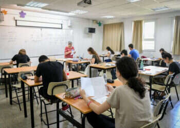 תלמידי תיכון בבחינת בגרות. צילום: פלאש 90