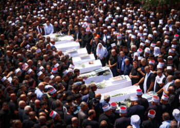 הלוויית הילדים בתחילת השבוע. צילום: דוד כהן, פלאש 90