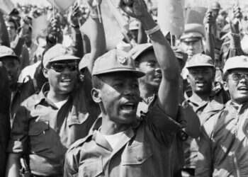 החבר האתיופי היה לרוצח הקיסר ולרודן אכזר בעצמו במשך כ־ 17 שנים. מנגיסטו היילה מריאם, 1977. צילום: גטי אימג'ס