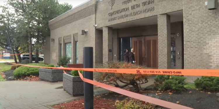 בית כנסת במונטריאול, קנדה. צילום מסך מיוטיוב קנדה: מעל 100 בתי כנסת ומוסדות יהודיים קיבלו איומי פצצה