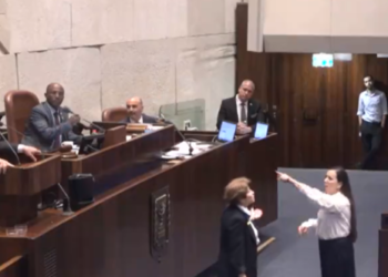 טלי גוטליב מוחה על דבריו של איימן עודה במליאה, בשבוע שעבר. צילום מסך מתוך ערוץ הכנסת