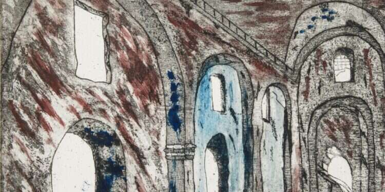 בברלי ג'יין סטיוארט, "רוח האבן", בית הכנסת ששון, מוסול, עיראק. מתוך התערוכה "כנישתא - אוצרות מן העבר" שהוצגה בגלריית הביאנלה ירושלים. צילום: Blend Studios