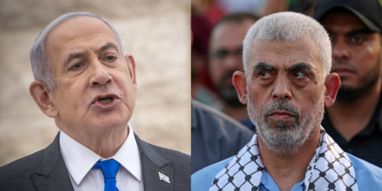 ראש הממשלה בנימין נתניהו ומנהיג חמאס יחיא סינוואר. צילומים: פלאש 90, AFP דיפלומט אמריקני בכיר: סינוואר מחכה לראות אם השביתה תגרום לנתניהו להתגמש