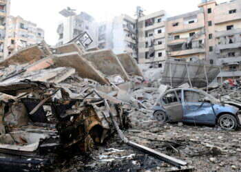 מעוז חיזבאללה בביירות אחרי תקיפות חיל האוויר. צילום: EPA