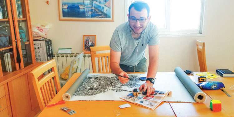 איתן ז איתן ז"ל בעת העבודה על היצירה "קומא". צילום: באדיבות המשפחה