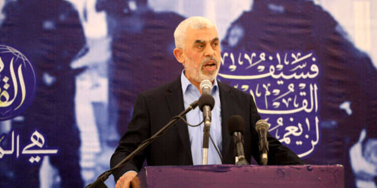 סינוואר נואם. Attia Muhammed/Flash90