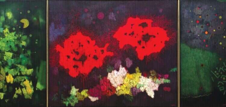 מרדכי ארדון, טריפטיכון "יום כיפור: רקוויאם, קורבן, כל נדרי", 1973-74. מתוך "2023-1973, דמיון חומרי: מרכז הכובד / אמנות ישראלית מאוסף מוזיאון תל אביב לאמנות"