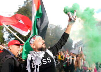 הפגנה פרו פלסטינית בדנמרק, צילום: EPA/THOMAS TRAASDAHL DENMARK OUT