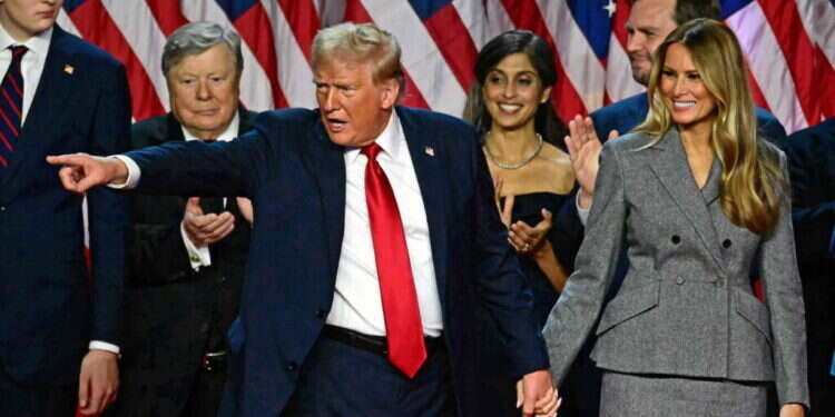 נאום הניצחון של דונלד טראמפ, צילום: Jim WATSON / AFP נאום הניצחון של דונלד טראמפ, צילום: Jim WATSON / AFP