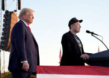 טראמפ עם אילון מאסק בפנסילבניה, בחודש הקודם. צילום: איי.פי