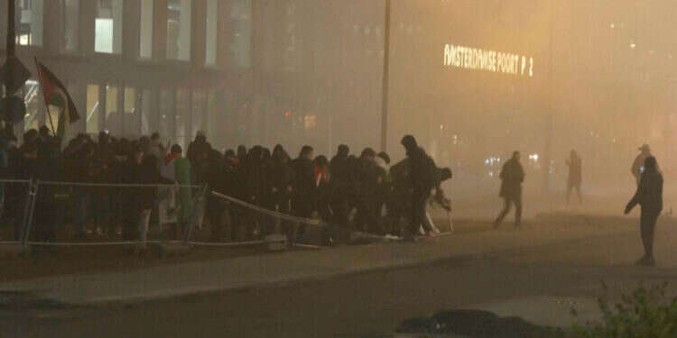 מפגינים פרו־פלסטינים באמסטרדם, בשבוע שעבר. צילום: איי.פי
 מפגינים פרו־פלסטינים באמסטרדם, בשבוע שעבר. צילום: איי.פי