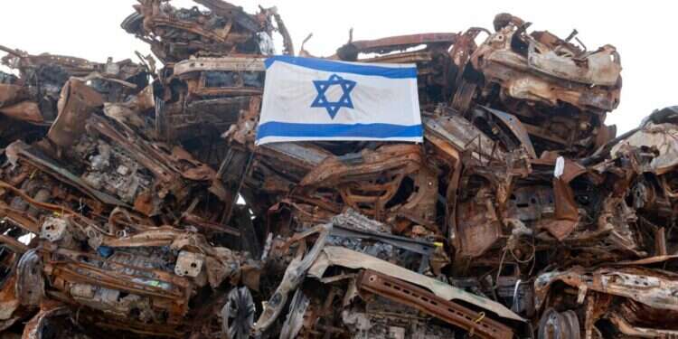 מכוניות שהותקפו ב־7 באוקטובר ונאספו ליד המושב תקומה בנגב המערבי. צילום: גטי אימג'ס