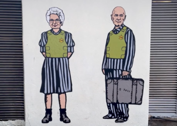 איטליה - גרפיטי המוקדש לשני ניצולי שואה, צילום מסך מתוך יוטיוב