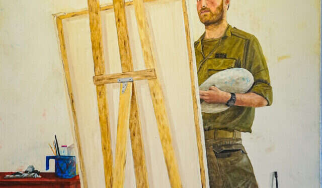 אלקנה לוי, "דיוקן האמן בהפוגה", 2024. צילום: יעקב בוטה