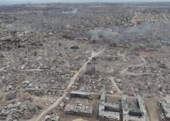 העיר ג'באליה בעזה. צילום: מתוך חשבון הטלגרם של עמית סגל העיר ג'באליה בעזה, בשבוע שעבר. צילום: מתוך חשבון הטלגרם של עמית סגל