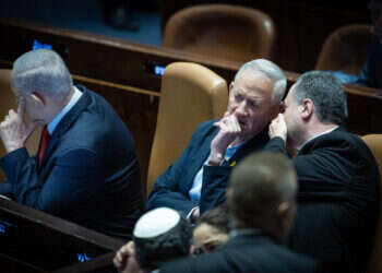 כ"ץ וגנץ במליאה, מרץ 2024. צילום: יונתן זינדל, פלאש 90