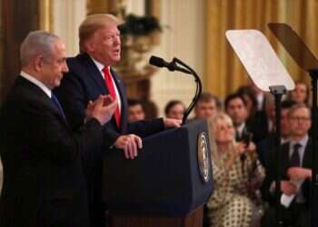 טראמפ ונתניהו בהצגת דיל המאה, ינואר 2020. צילום: גטי אימג'ס