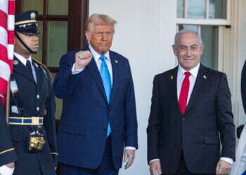 טראמפ ונתניהו במסיבת העיתונאים בבית הלבן, ביום שלישי. צילום: EPA