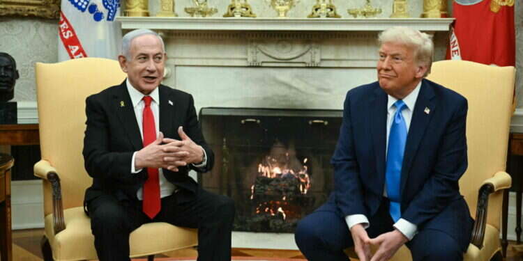 טראמפ ונתניהו במסיבת העיתונאים בבית הלבן, ביום שלישי. צילום: EPA