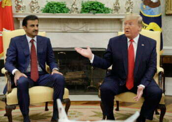 הנשיא טראמפ ואמיר קטאר. צילום: AP