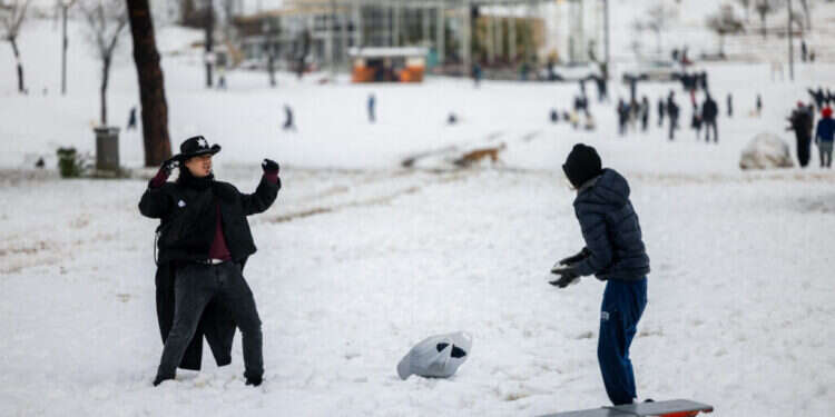 שלג בגן סאקר, ירושלים. צילום: יונתן זינדל - פלאש 90 מתכוננים לקור ולשלג: כך תיערכו לסופה המתקרבת