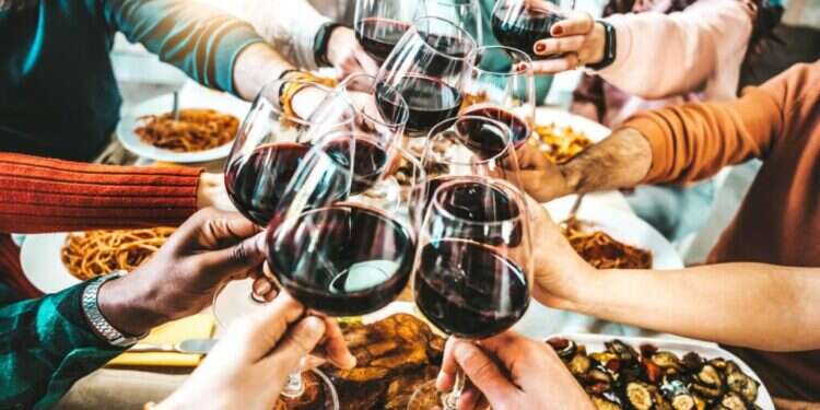 צילום: שאטרסטוק יין, לחיים, חברים, ארוחה