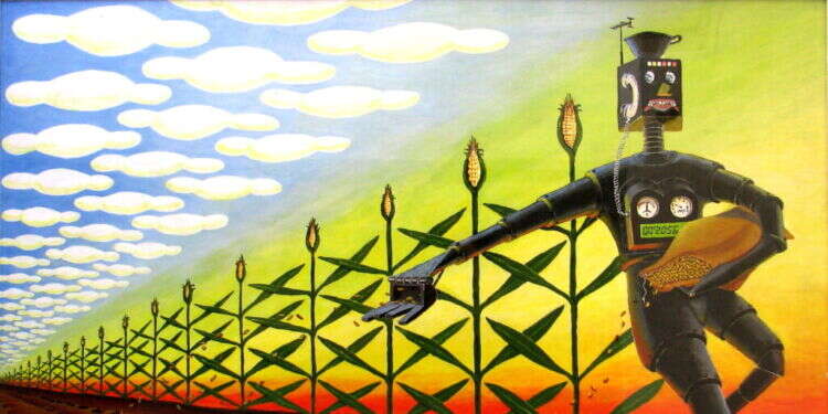 "הזורע", לפי ואן גוך, בסגנון פופ ארט, אקריליק על בריסטול, 1990