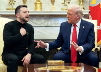 טראמפ וזלנסקי בעימות בבית הלבן, בשבוע שעבר. צילום: AFP