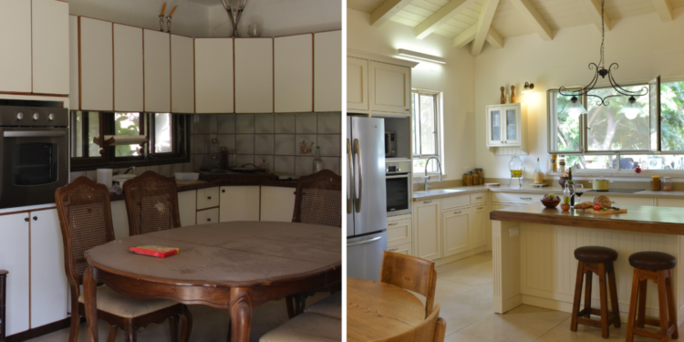 לפני ואחרי. שיפוץ בית ישן במושב בלב הארץ - שני צדוקי תכנון ועיצוב אדריכלי. צילום: יהודית הופמן נהפוך הוא: בעיצוב נכון תוכלו להפוך בית ישן לארמון