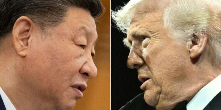 נשיא ארה נשיא ארה"ב דונלד טראמפ (מימין) ונשיא סין שי ג'ינפינג. צילום: AFP