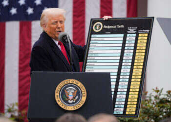 טראמפ מכריז על שיטת המכסים החדשה, בשבוע שעבר. צילום: AP