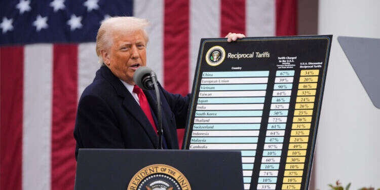 טראמפ מכריז על שיטת המכסים החדשה, בשבוע שעבר. צילום: AP