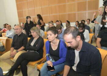 יובל כאהן (משמאל) ואביב ברדיצ'ב בבית המשפט, השבוע. צילום: דודו גרינשפן