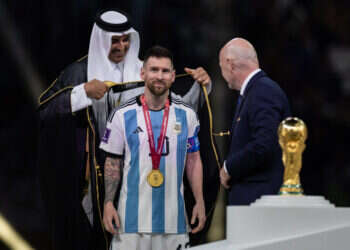 אמיר קטאר וליונל מסי בגמר המונדיאל. צילום: Getty Images