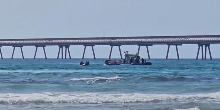 סריקות אחר האדם שננשך על ידי כריש. צילום: דוברות המשטרה חדרה: טרם נמצא האדם שהותקף על ידי כריש – החופים באזור נסגרו