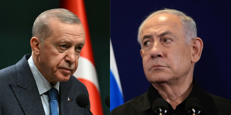 נתניהו וארדואן. צילום: AFP מנגנון תיאום ביטחוני: ישראל וטורקיה ניהלו שיחות באזרבייג'ן